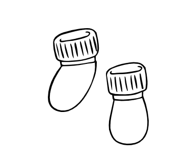 Simple black and white line drawing of two socks.